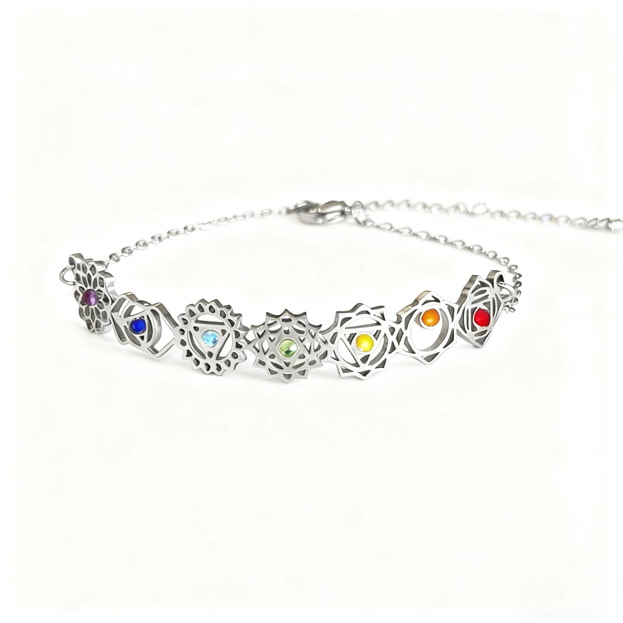 Bracelet 7 chakras plaqué or, avec zircon coloré, énergie spirituelle, bijoux de yoga, mode Boho, ch