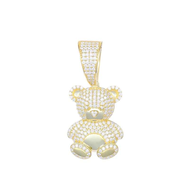 Collier pendentif ours Moissanite exquis, joli pendentif ours Animal pour femmes, bijoux cadeau d'an