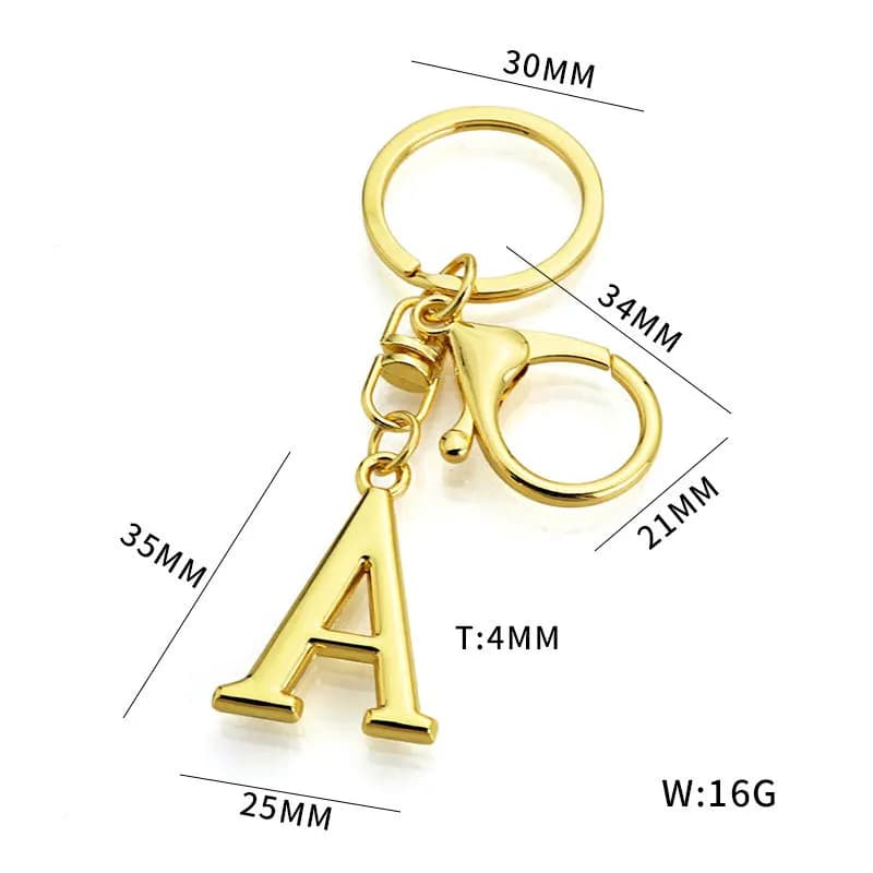 Or A-Z 26 lettre initiale anglaise porte-clés pour femmes hommes Alphabet porte-clés mode bricolage 