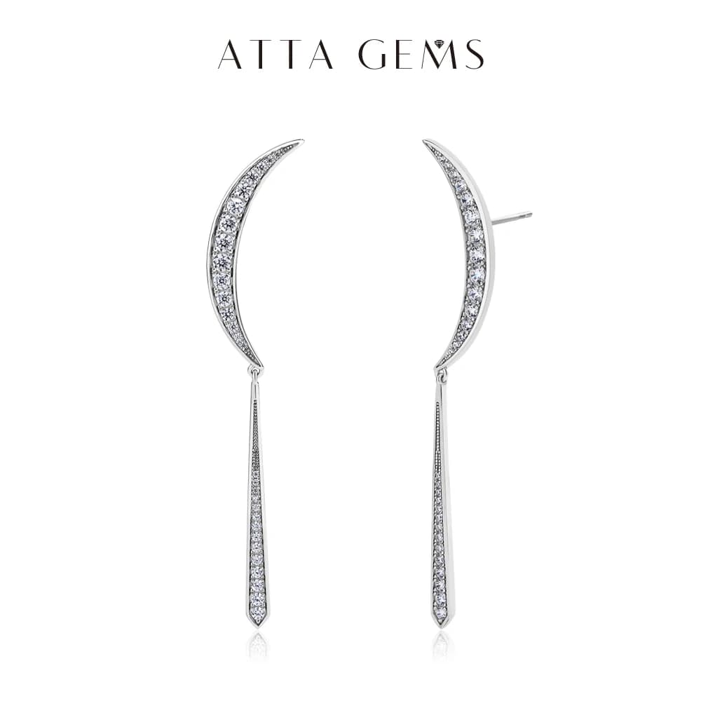 ATTAGEMS élégant 5A Zircon boucles d'oreilles pour femmes laboratoire créé Gemston S925 argent blanc