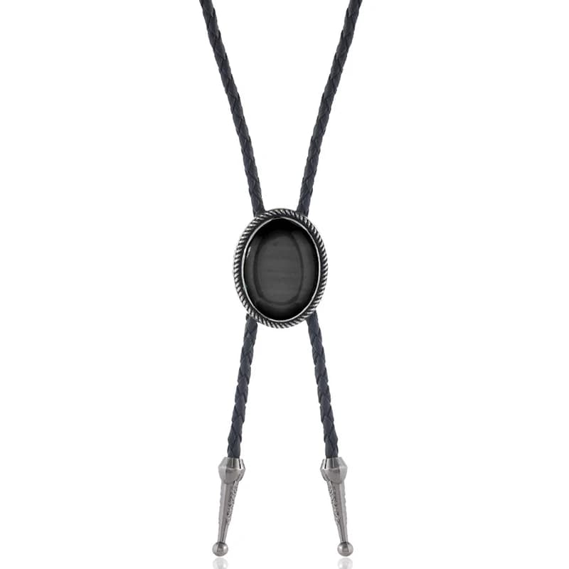 Collier en cuir Vintage pour hommes, Cowboy occidental, avec pierres précieuses acryliques, accessoi