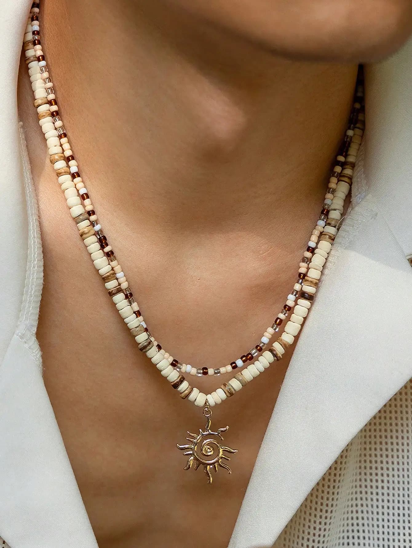 Coquille pour hommes, surfeur, perle de bois, collier en coquille de noix de coco, bijoux de plage p