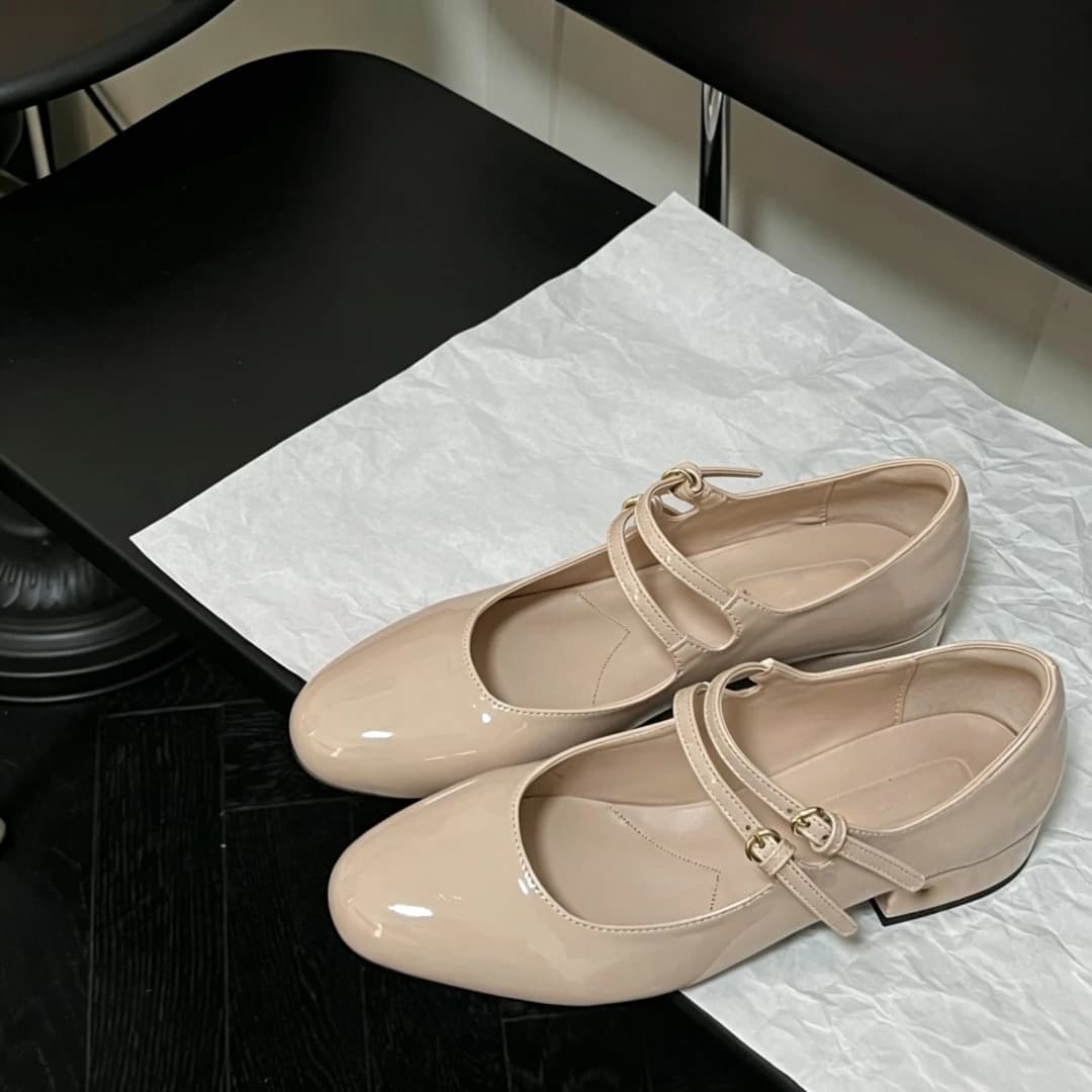 Chaussures Mary Jane de luxe pour femmes, fabriquées à la main en cuir verni, chaussures décontracté