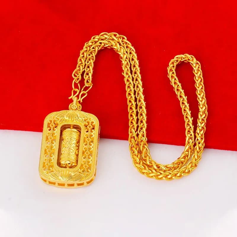 Collier pour homme en or véritable 24 carats, pendentif Guan Gong Guanyin, accessoires de mode impos