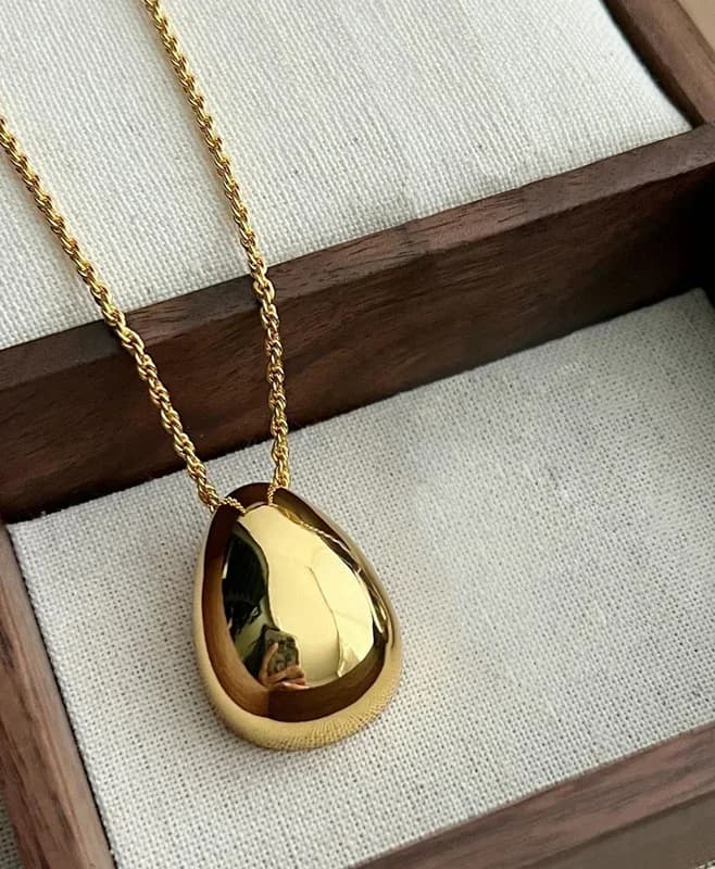 Collier avec pendentif en forme de larme en métal lisse pour femmes, bijoux modernes, Design Simple 