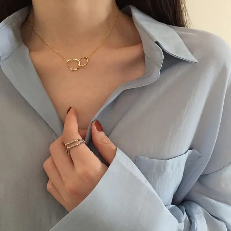 Collier Ras du Cou Géométrique Exquis pour Femme, Deux Colliers de Forme Ronde, Cadeau d'Anniversair