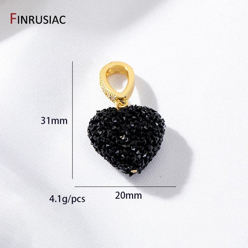 Breloques multicolores en forme de cœur de gelée, en laiton plaqué or 14K, jolis pendentifs en forme