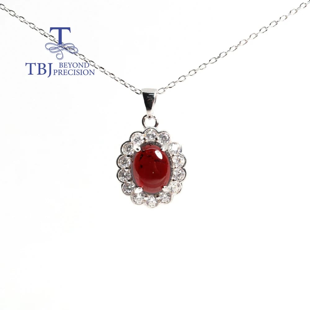 2026, Magnifique et élégant collier pendentif ovale en argent avec grenat naturel, pierre de naissan