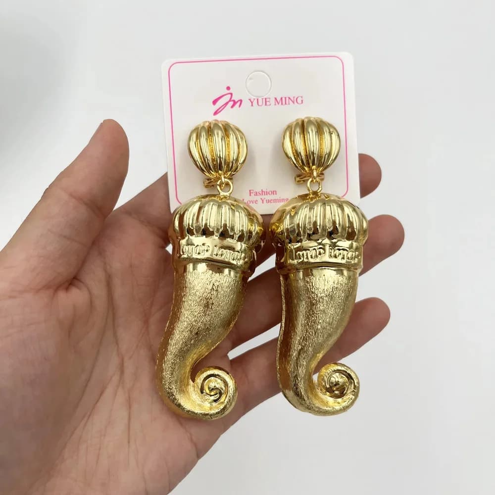 Ensemble de 2 pièces de bijoux de dubaï pour femmes, grandes boucles d'oreilles et pendentif, ensemb