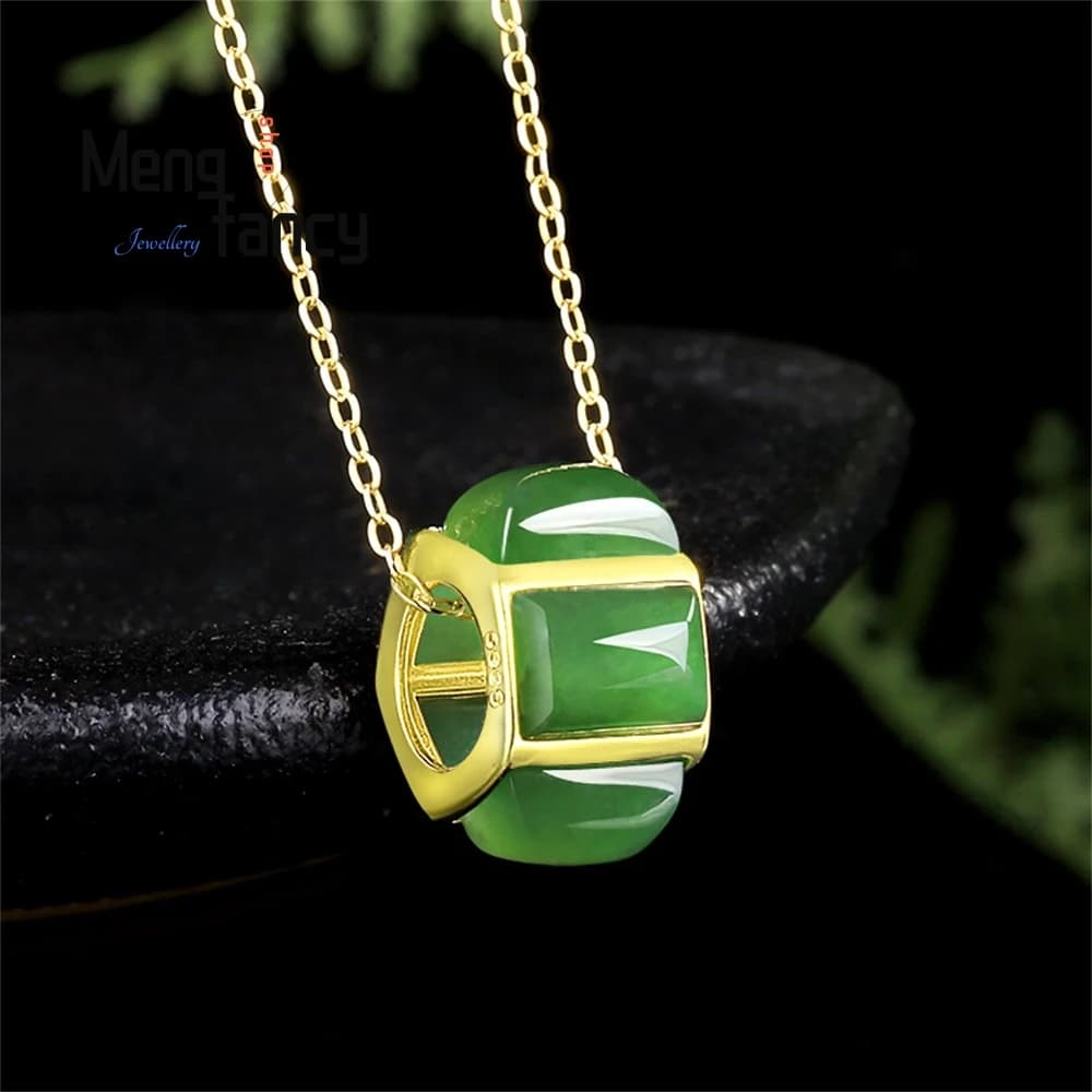 Véritable pendentif en Jade Hetian naturel jadéite Lu Lu Tong S925, serti de bijoux pendentif en Jad