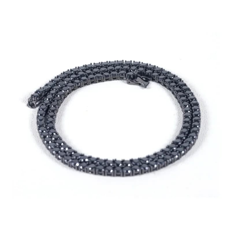 Collier Morganite noir original, collier en argent 925, style foncé hip-hop de 4 mm, adapté aux homm