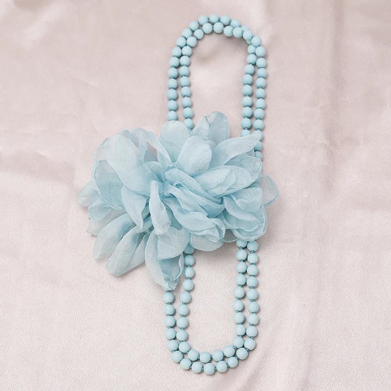 Collier long bohème élégant à grandes fleurs, collier rétro perlé, accessoires vestimentaires, bijou