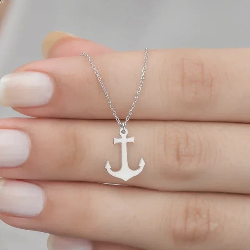 Collier tendance en acier inoxydable avec pendentif ancre géométrique pour homme, collier hip-hop pe