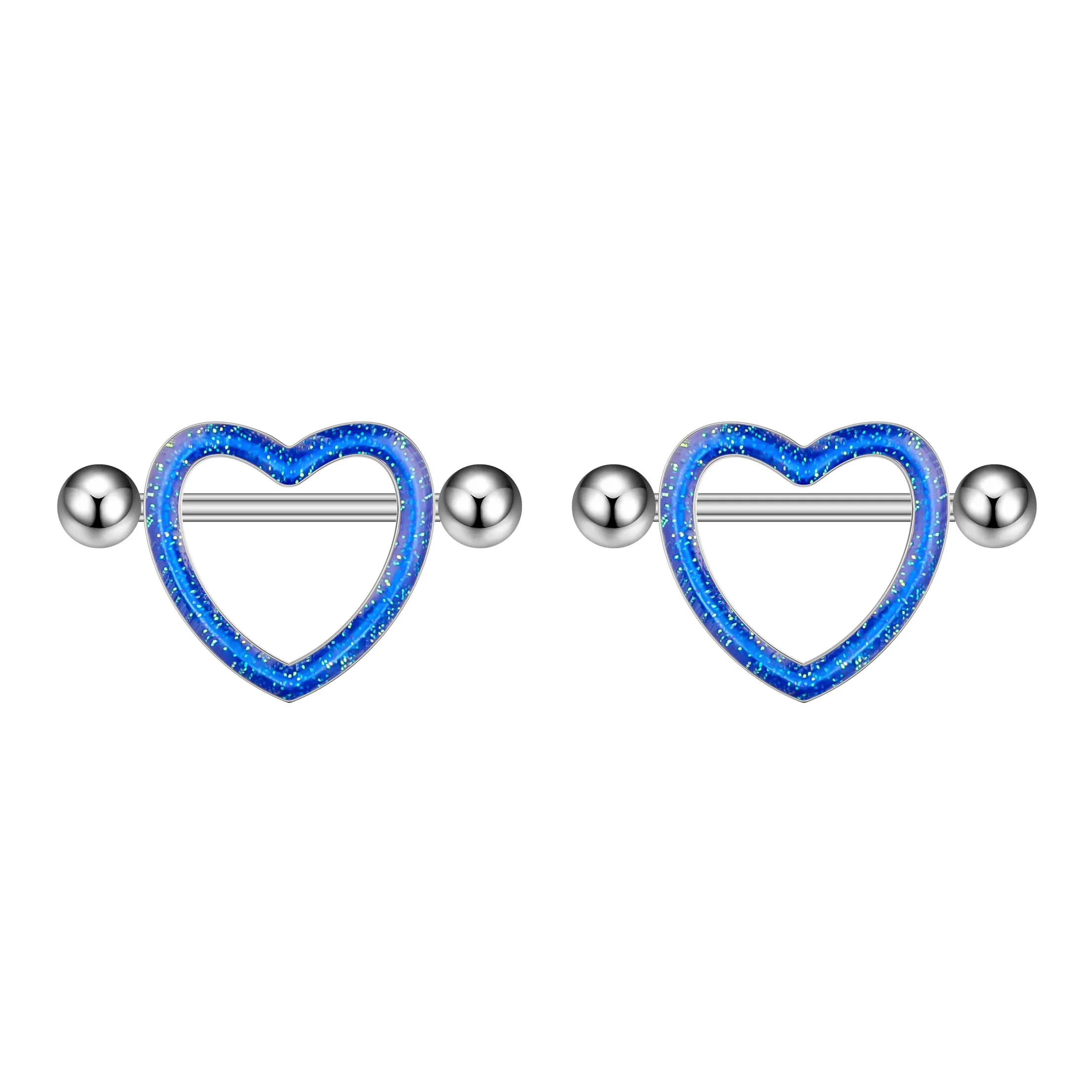 2 pièces Piercings de téton suspendus motif Cœur Ours, à visser, 14G, avec boucles de téton type bar