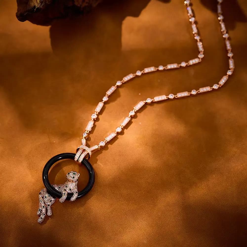 Colliers pendentifs en agate noire à yeux vert émeraude pour couple, bijoux de luxe pour femmes ou h