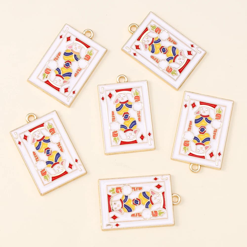 10 pièces/lot 20*31mm émail carte à jouer Joker breloques pour la fabrication de bijoux bricolage de