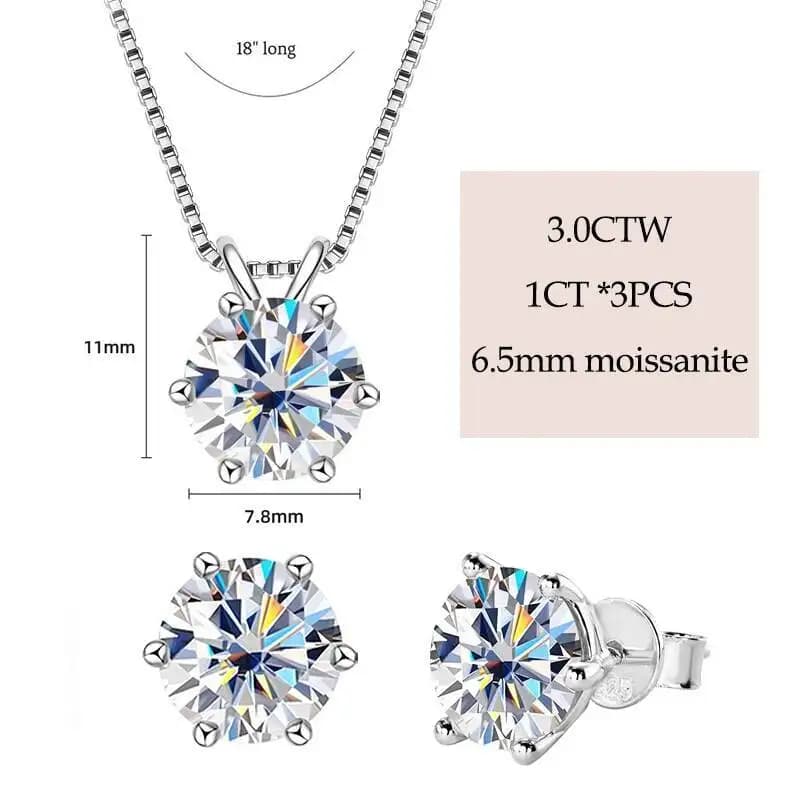 JoiasHome Ensemble de boucles d'oreilles et collier en argent 925 plaqué or avec moissanite pour fem