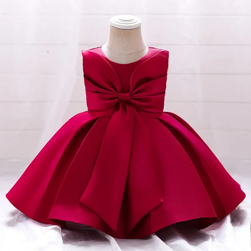 Robe de baptême de princesse avec nœud, vêtements de fête pour enfants, costume pour tout-petits, vê