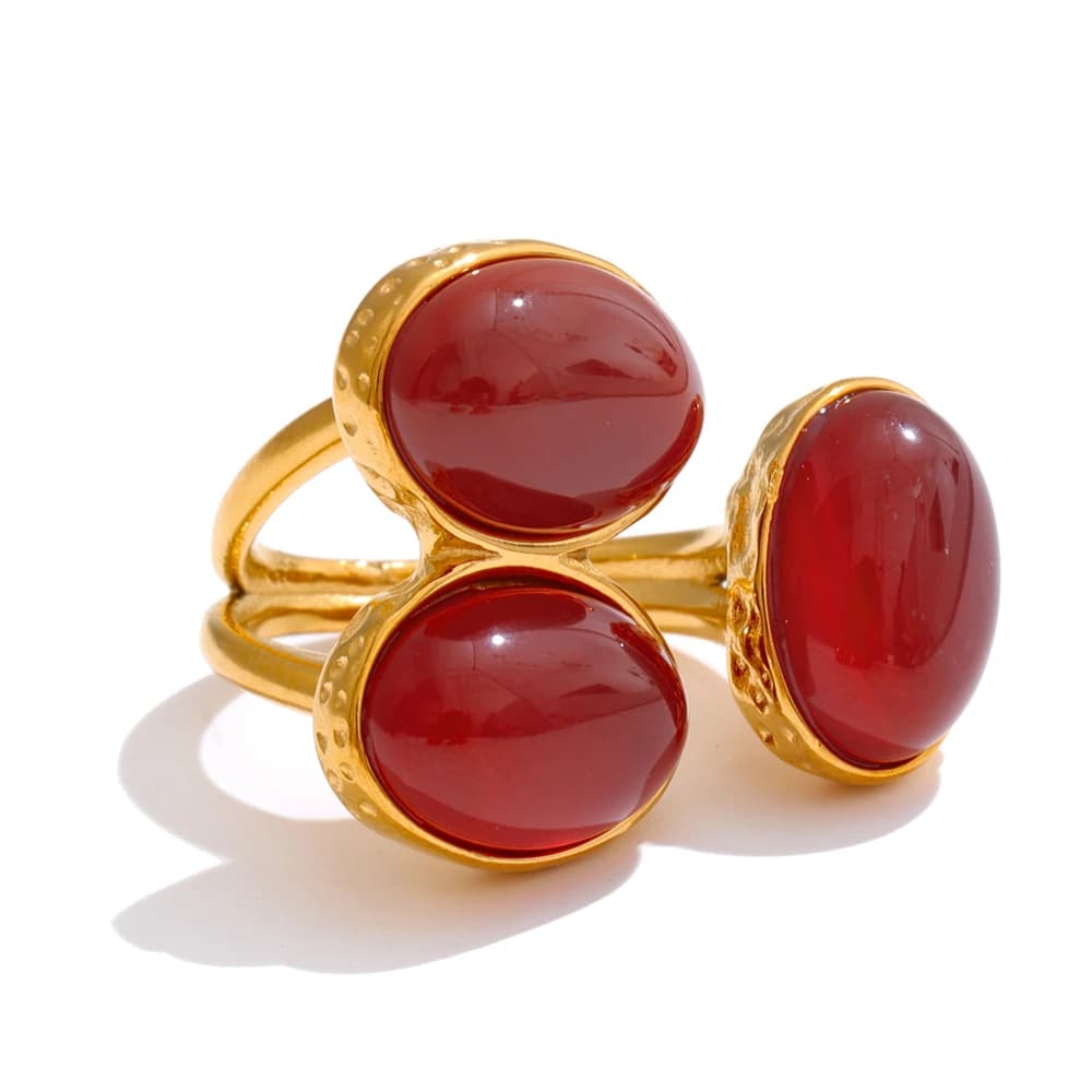 Yhpup naturel Aventurine Agate pierre coquille perle fleur anneau réglable mode acier inoxydable cha
