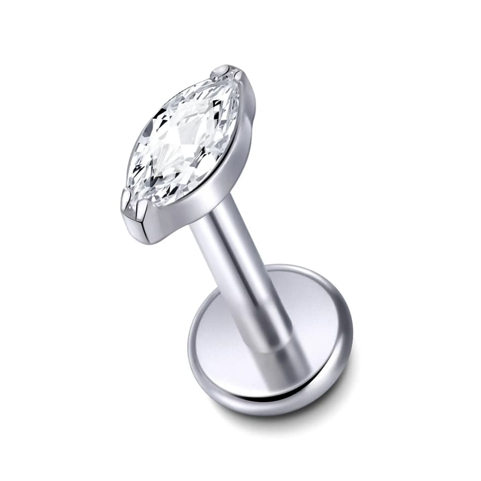 1PC titane Labret Monroe Medusa Piercing Marquise Cz couronne Helix Cartilage dos plat boucle d'orei
