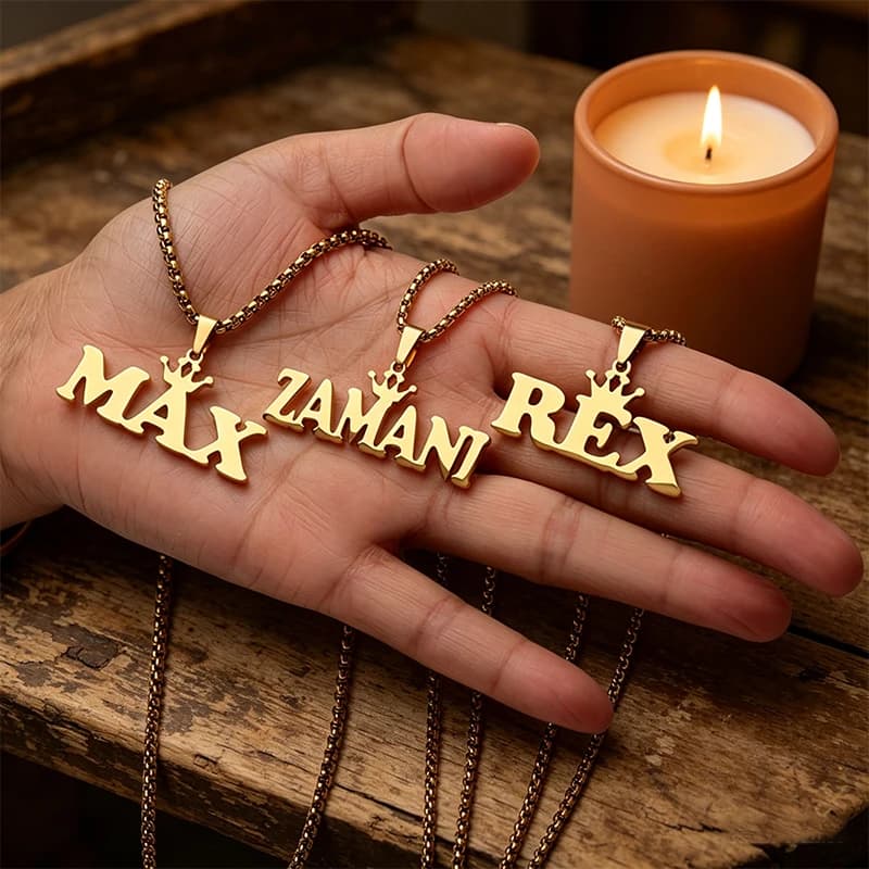 Collier Prénom Personnalisé DIY Pendentif Lettre Acier Inoxydable Femme Cadeau Fête des Mères Collie