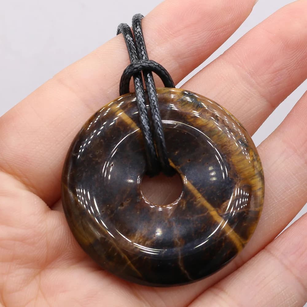 Collier pendentif en pierre semi-précieuse naturelle, cristal, grand trou, perle, bijoux, bricolage,