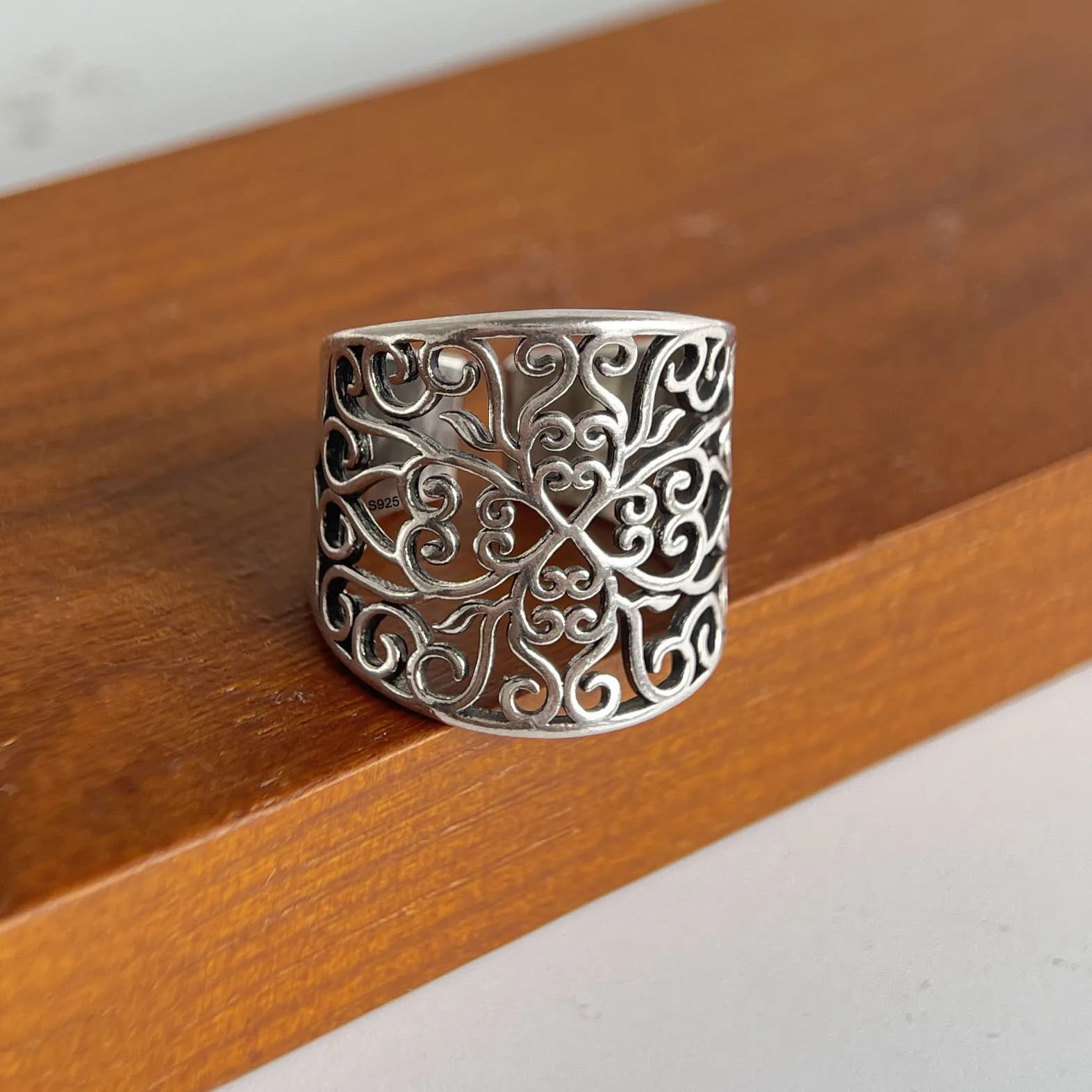 Bagues en argent Sterling 925 pour femmes, bijoux fins géométriques, doigt réglable, fleur rétro, an