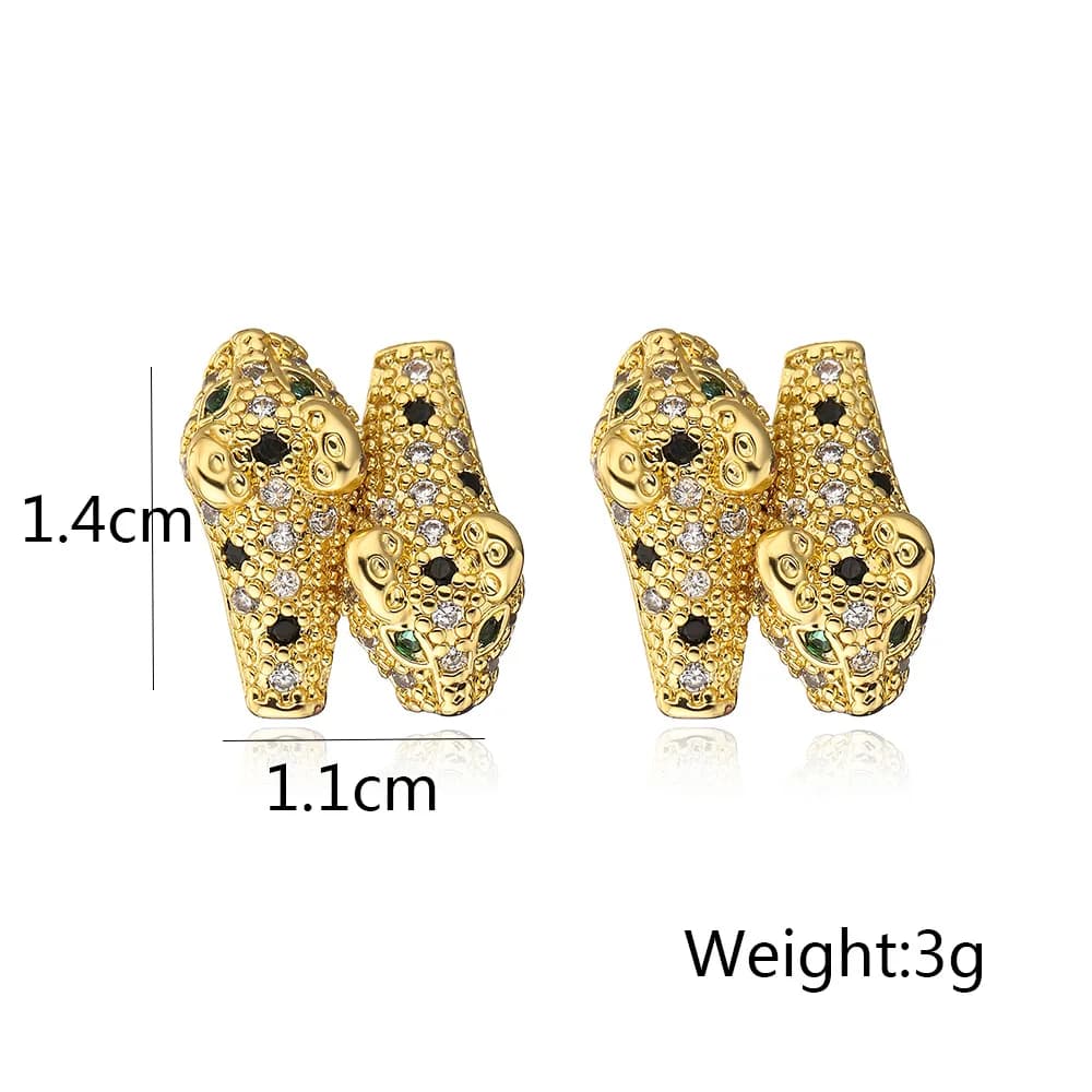 NEWBUY – boucles d'oreilles léopard en acier inoxydable, couleur or, bijoux de mariage de luxe, Zirc