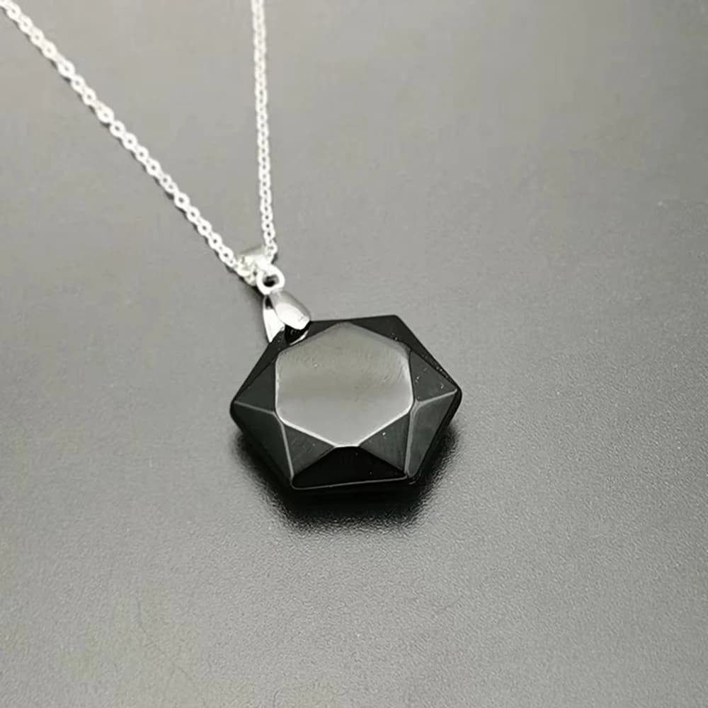 Collier pendentif en cristal pour hommes et femmes, pierre précieuse, obsidienne, améthyste, œil de 