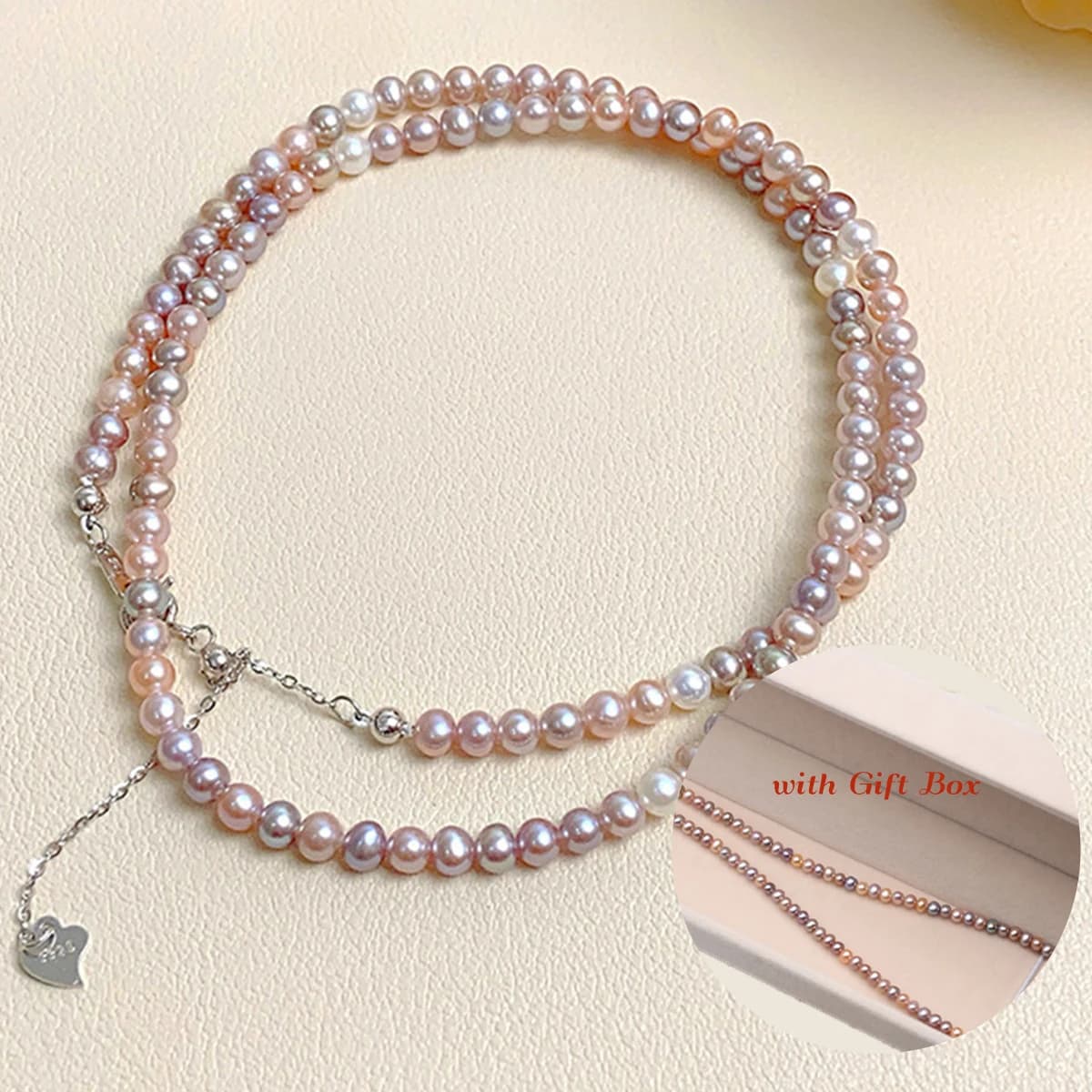 Collier de perles d'eau douce naturelles 3-4mm, couleurs mélangées de bonbons presque rondes pour fe