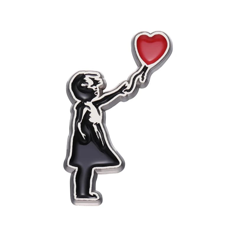 Broche en émail classique Banksy Art Design, broche de collection, lanceur de fleurs, garçon, ballon