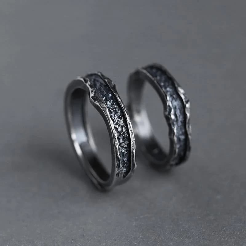 Ensemble de bagues de couple punk pour lui et elle – bagues gothiques assorties Deep Love, alliances
