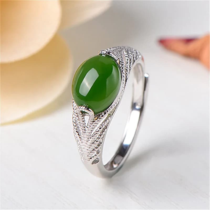 Bagues en Jade naturel vert, bijoux de luxe, pierre amulette, accessoires de mode, pierres précieuse