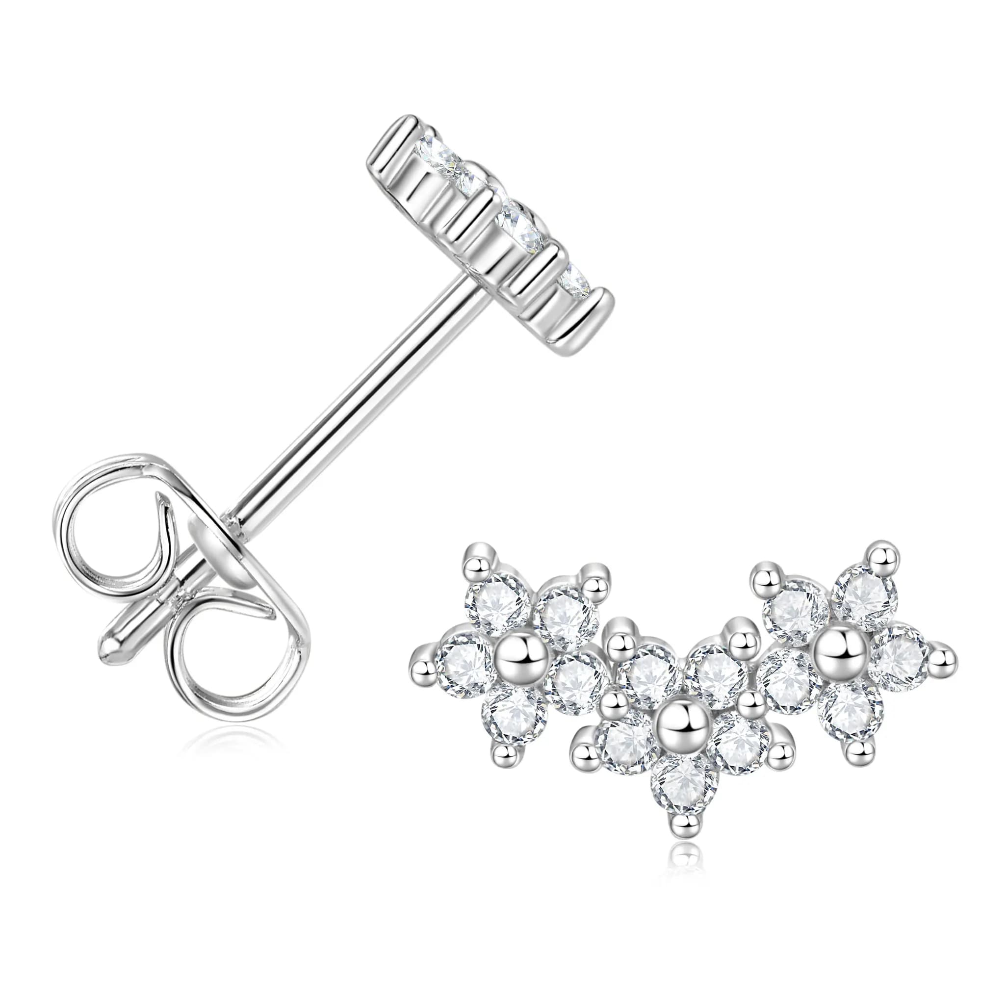 Abestecom Boucles d'oreilles créoles classiques pour femme, motif étoiles, avec moissanite couleur D