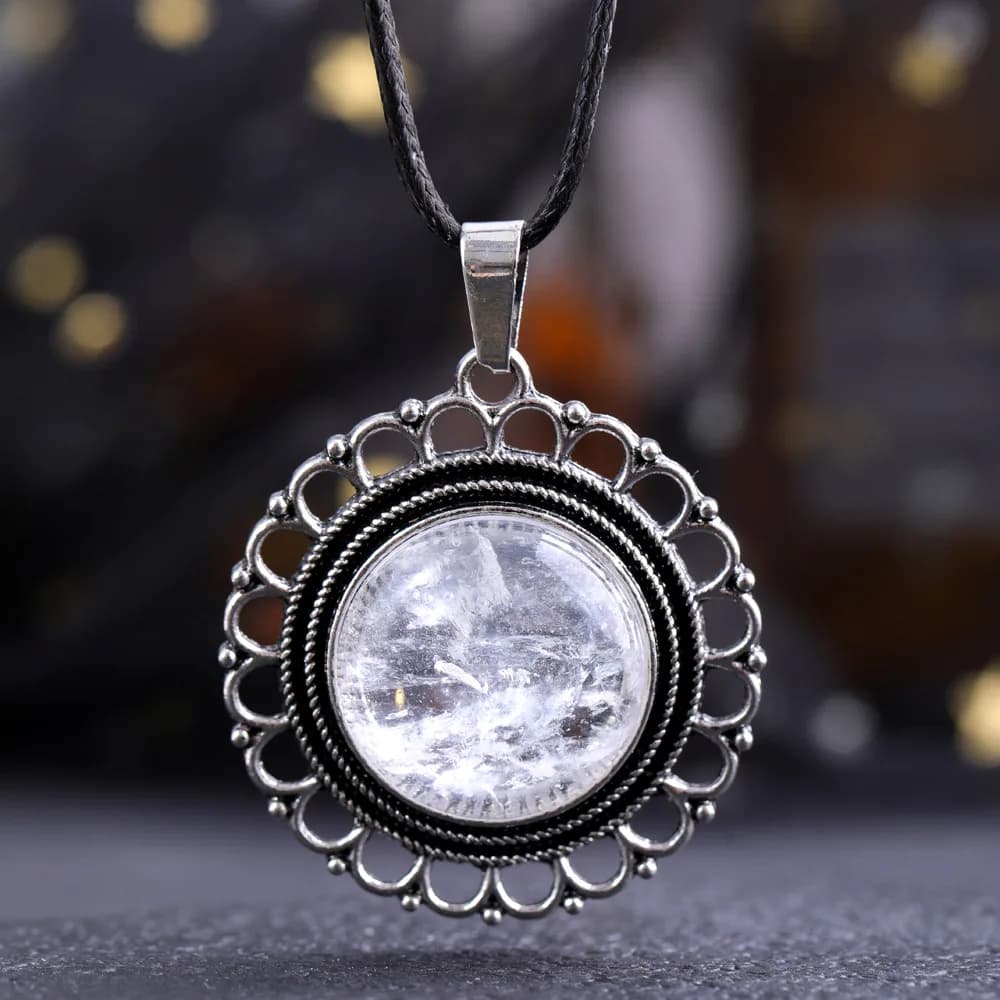 Collier en dentelle et Agate, pendentif rond de Style Vintage, fait à la main, collier en pierres pr