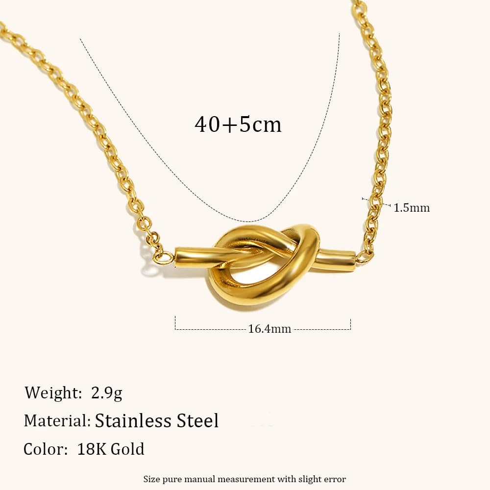 La. Muses – pendentif nœud en métal Simple pour femmes, collier en acier inoxydable plaqué or PVD, a