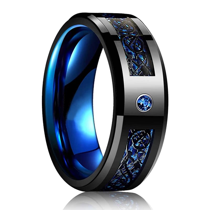 Ensemble d'anneaux de dragon celtique en acier inoxydable pour hommes et femmes, matiques de couple 
