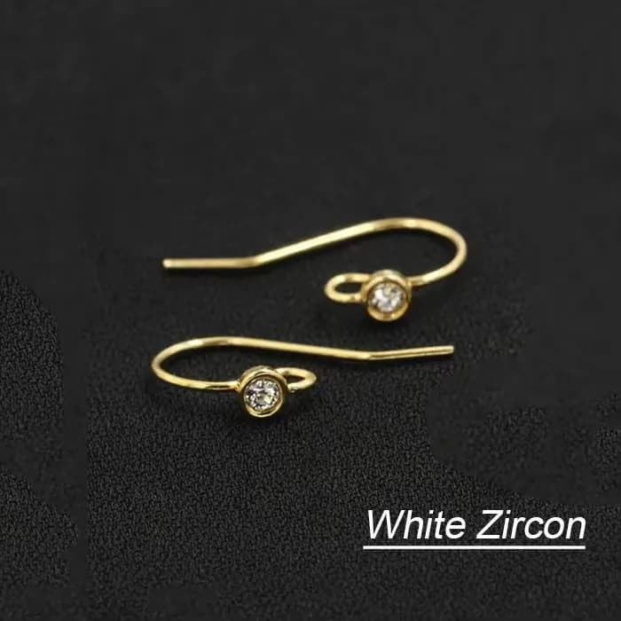Fil d'oreille rempli d'or véritable 14K, lunette en Zircon de 3MM, fil d'oreille avec anneau, fil d'