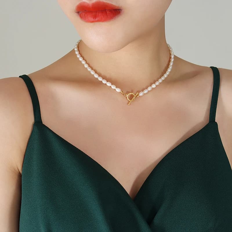 Collier de Perles Baroques Françaises pour Femme, Bracelet Chic et Élégant, Accessoires d'Esthétique
