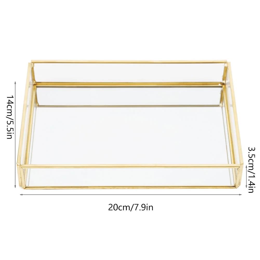 Présentoir à bijoux vintage en laiton doré, boîte de rangement pour cosmétiques et maquillage, plaqu