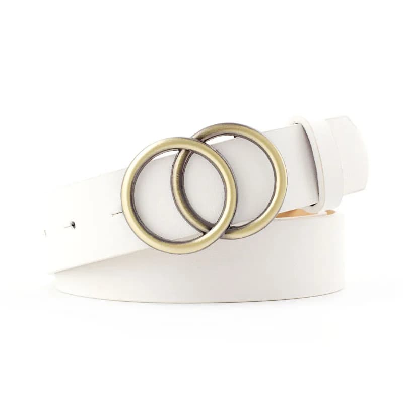 Grand Double anneau cercle boucle en métal ceinture femmes mode ceinture sauvage dames larges sangle