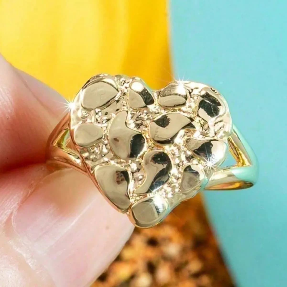 Bague classique en forme de cœur plaqué or, unisexe, confortable, idéale pour un usage quotidien, ca