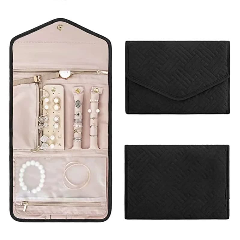 Rouleau de rangement pour bijoux de voyage - Pochette pliable pour bracelets, bagues, boucles d'orei