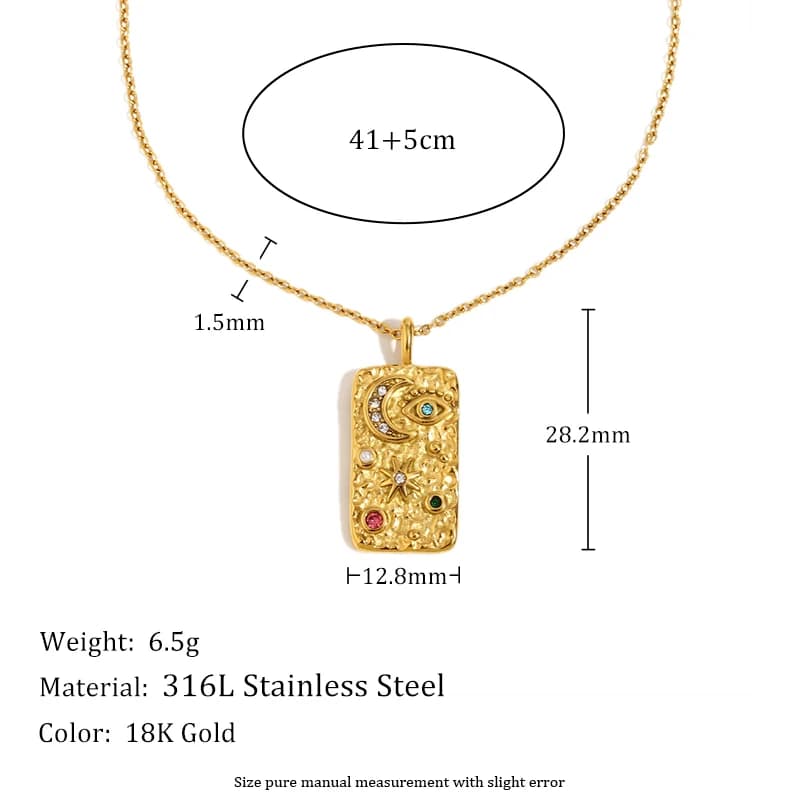 E.B.belle – collier avec pendentif carré en forme d'étoile de lune, plaqué or 18 carats, en acier in