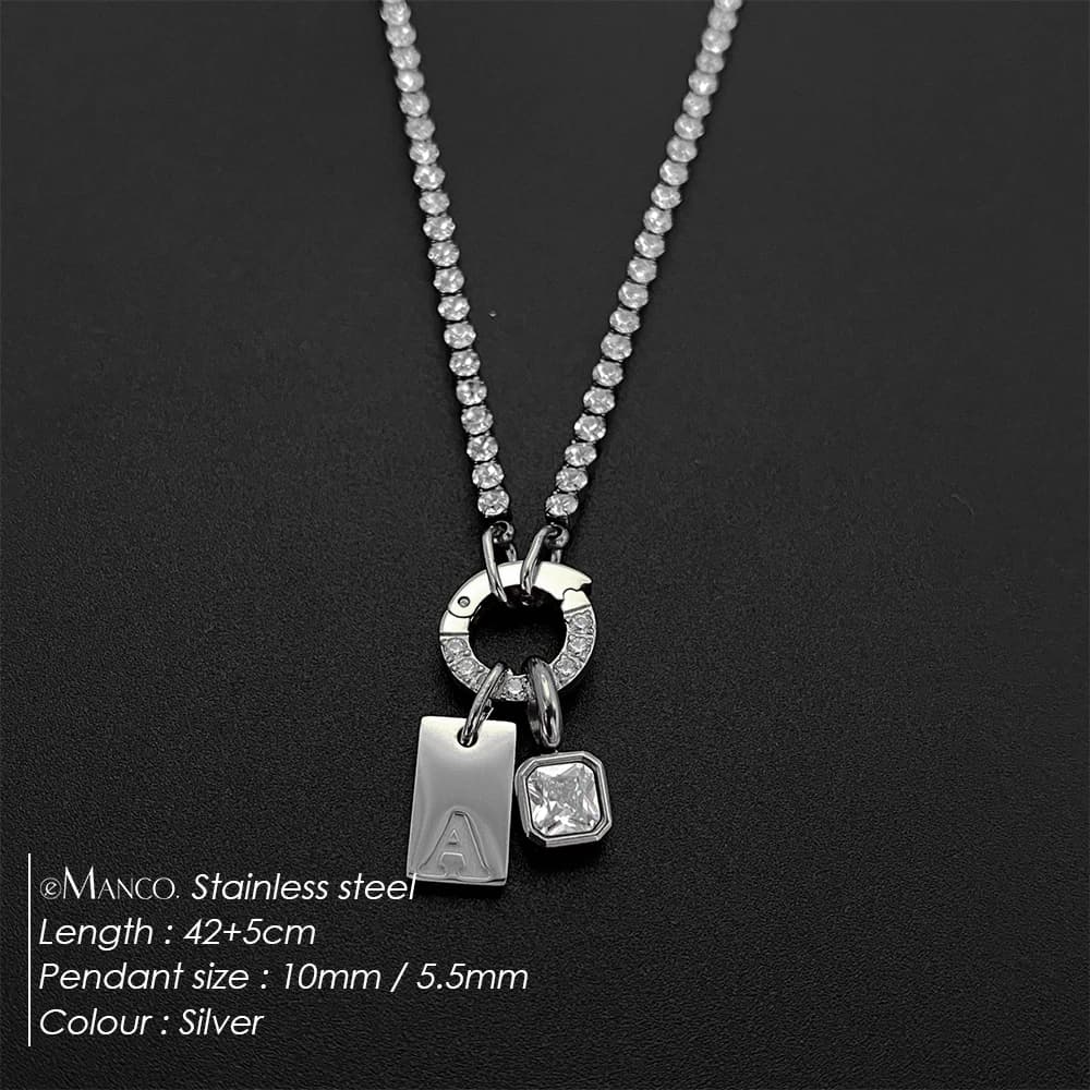 EManco acier inoxydable A-Z lettre collier géométrique zircone pendentif colliers charme femmes fête