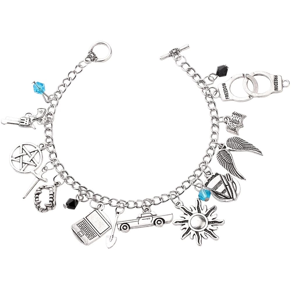Bracelet surnaturel pistolet étoile menottes épée pendentif breloque fermoir à homard mode garçon fi