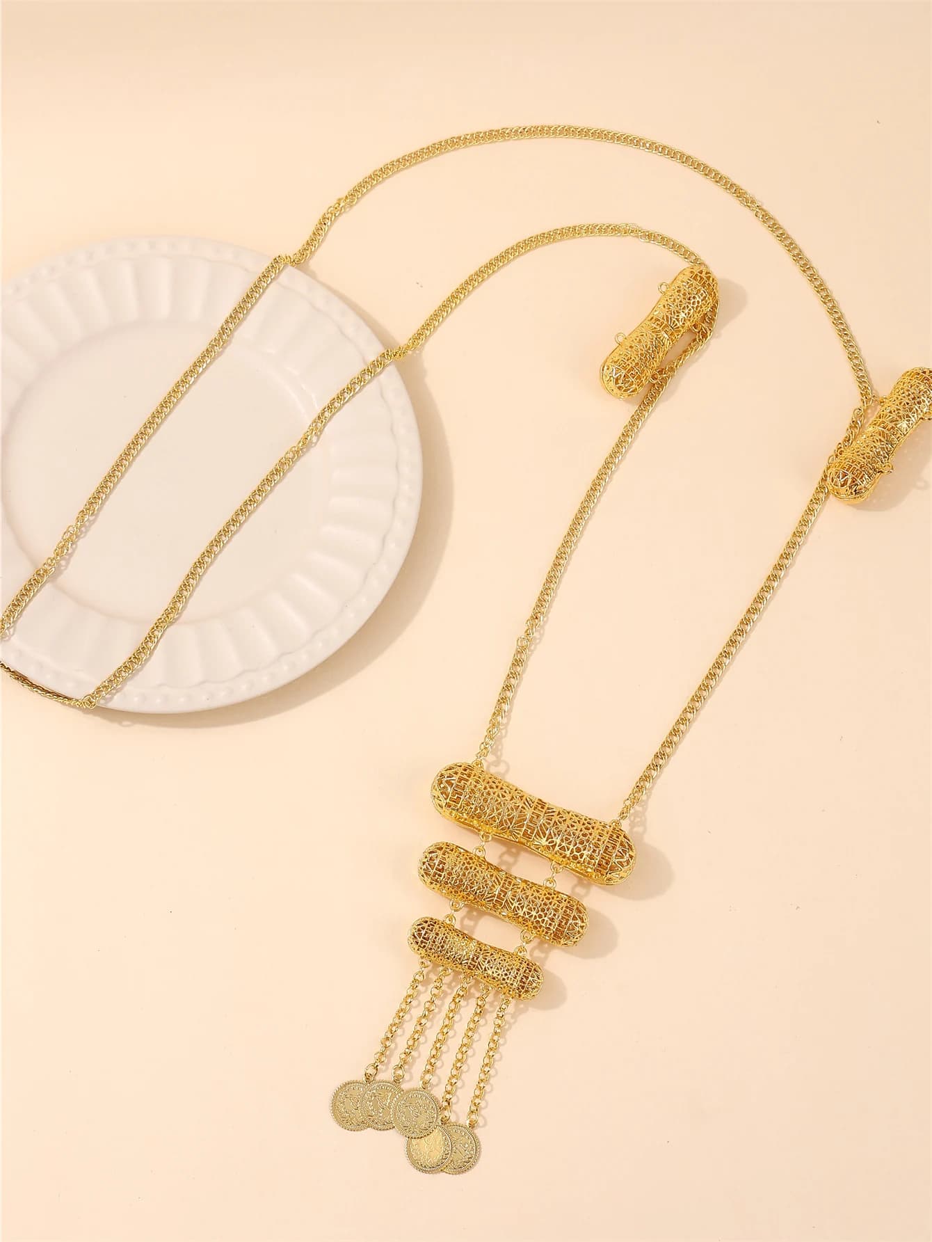 Chaînes de corps abaya plaquées or 22 carats pour femme - accessoires de luxe vintage, bijoux de mar