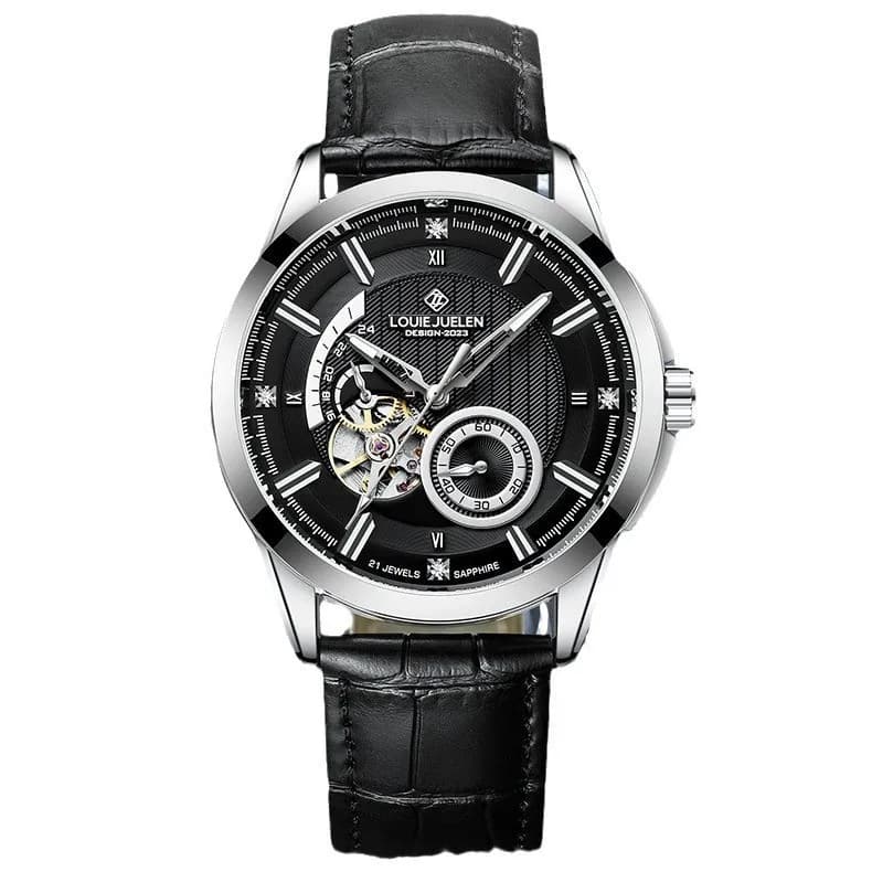 Montre automatique pour homme en acier inoxydable, nouvelle série Black Knight, squelette, lumineuse
