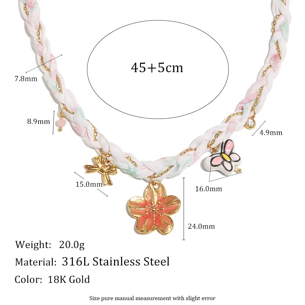 E.B.belle – collier avec pendentif fleur papillon, dessin animé mignon, plaqué or 18 carats, en acie
