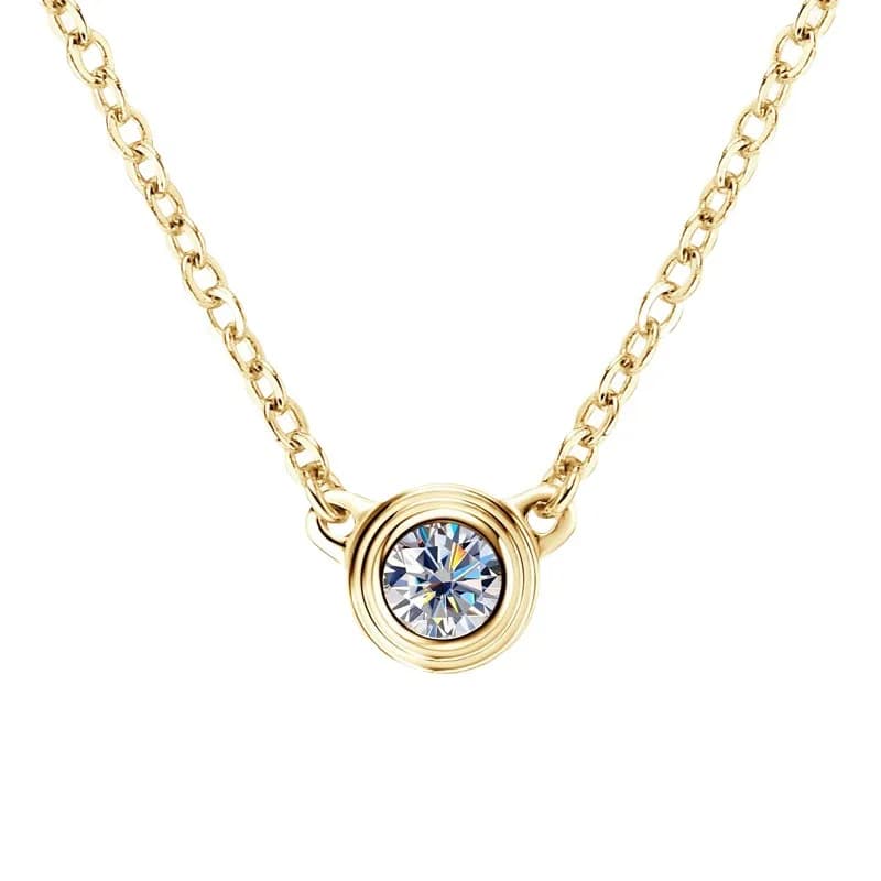 MOVESKI Collier pendentif solitaire en argent sterling 925 avec moissanite ronde taille brillant ser
